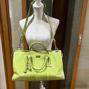 Brahmin lime green overnight bag
